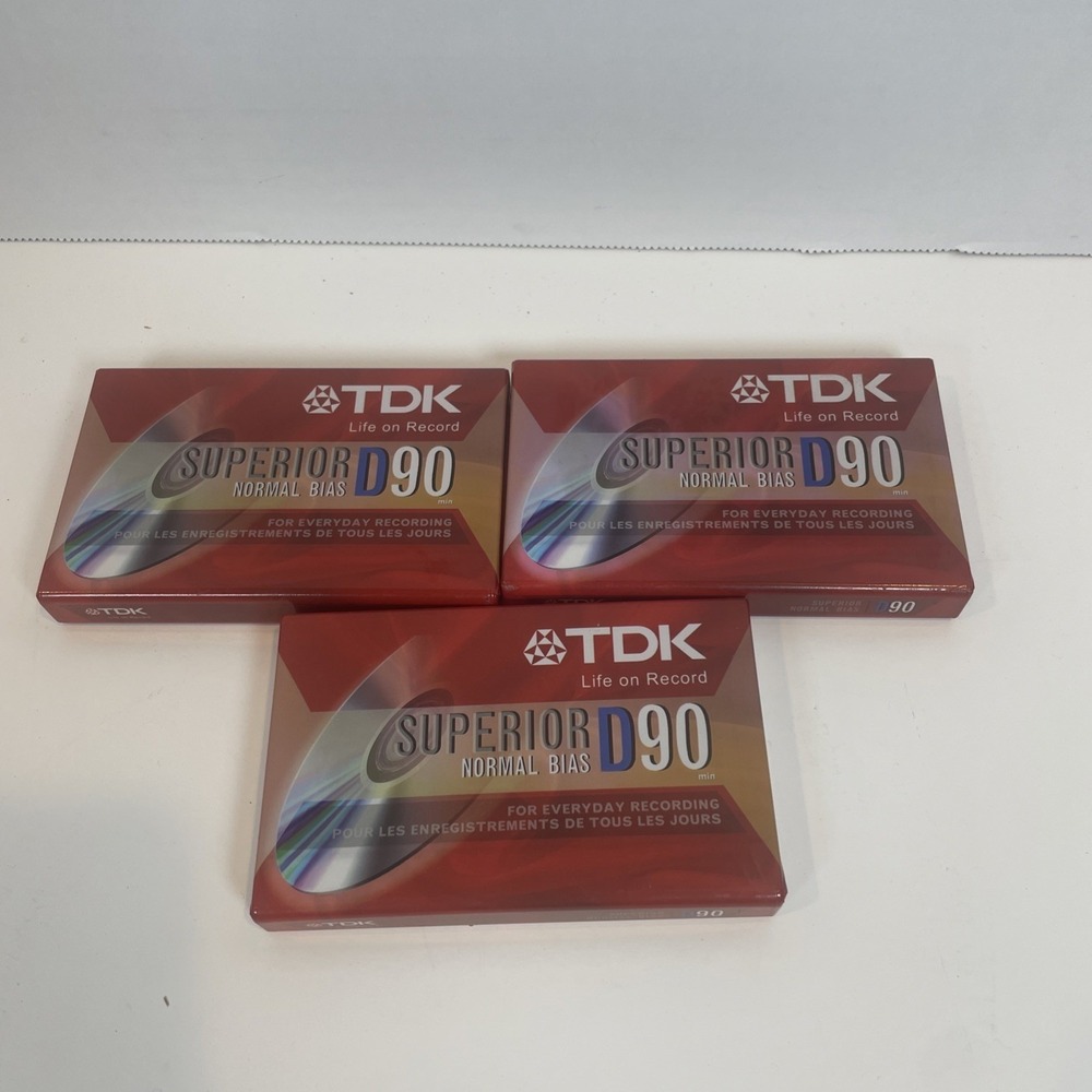 TDK Blank Audio Cassette Tapes 3-Pack Red Superior D90 Normal Bias Type I 90 Min